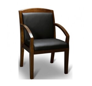 Кресло для посетителей Конгресс нат кожа черная/дерево ИМ