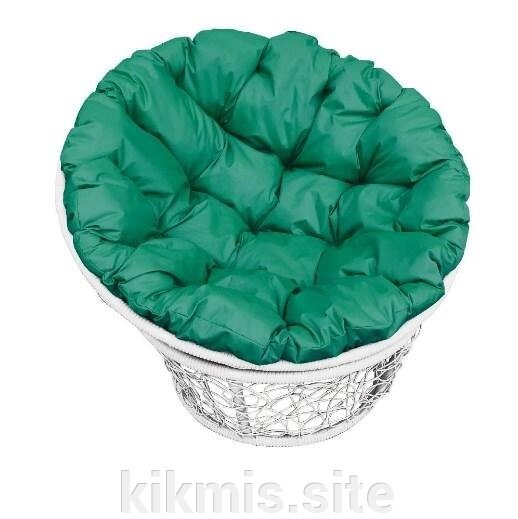 Кресло из иск ротанга Papasan белое подушка зеленая RH от компании Интернет - магазин Kikmis - фото 1