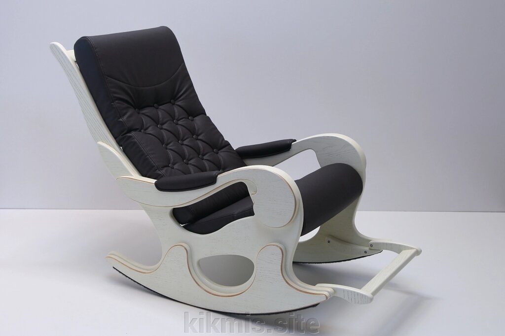 Кресло-качалка WOOD экокожа коричневый (SPIRIT balsamic/Крем) от компании Интернет - магазин Kikmis - фото 1