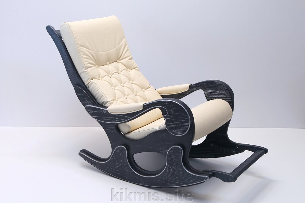 Кресло-качалка WOOD экокожа крем (SPIRIT crem brule /Графит) от компании Интернет - магазин Kikmis - фото 1