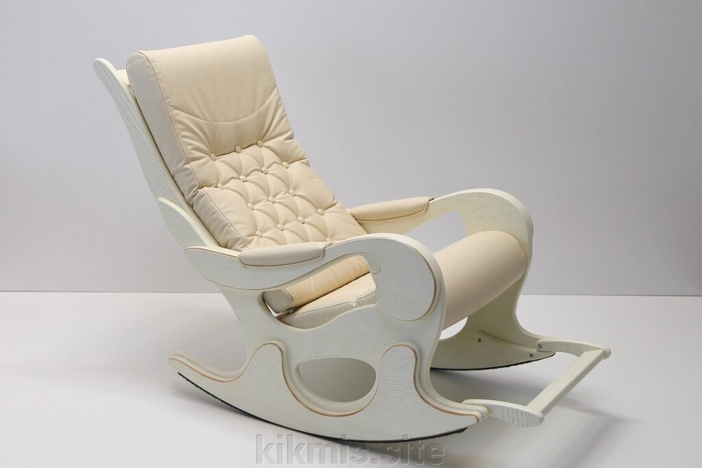 Кресло-качалка WOOD экокожа крем (SPIRIT crem brule /Крем ) от компании Интернет - магазин Kikmis - фото 1