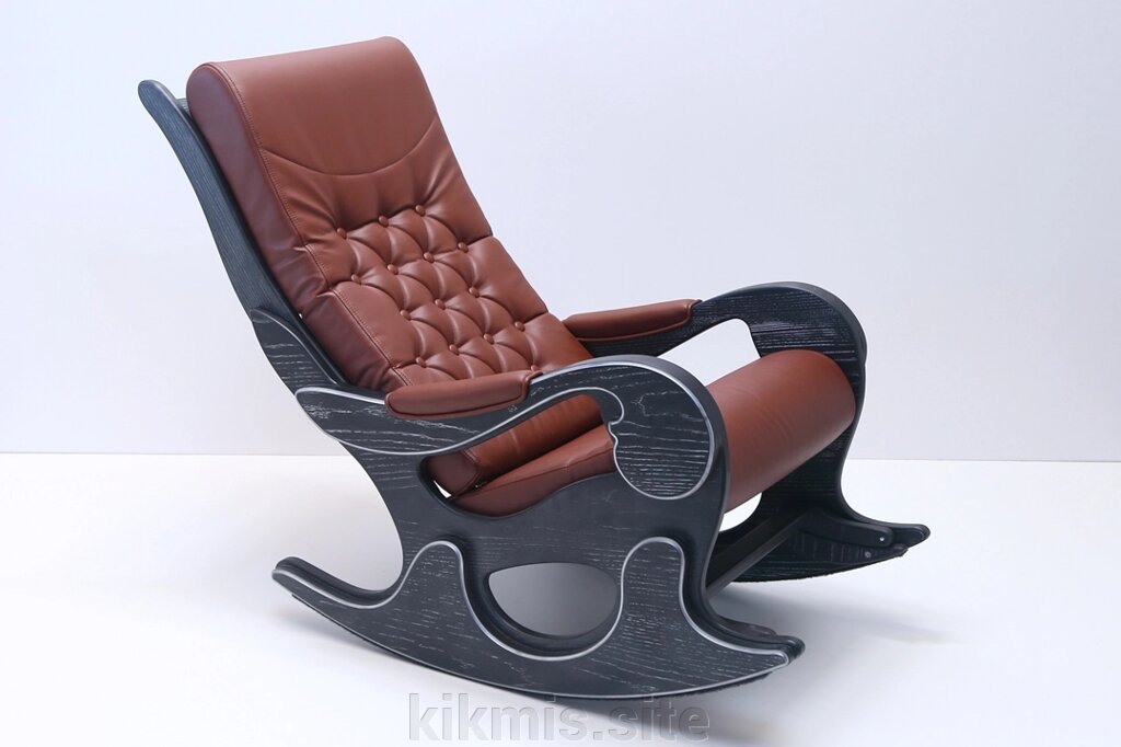 Кресло-качалка WOOD экокожа шоколад/Графит от компании Интернет - магазин Kikmis - фото 1