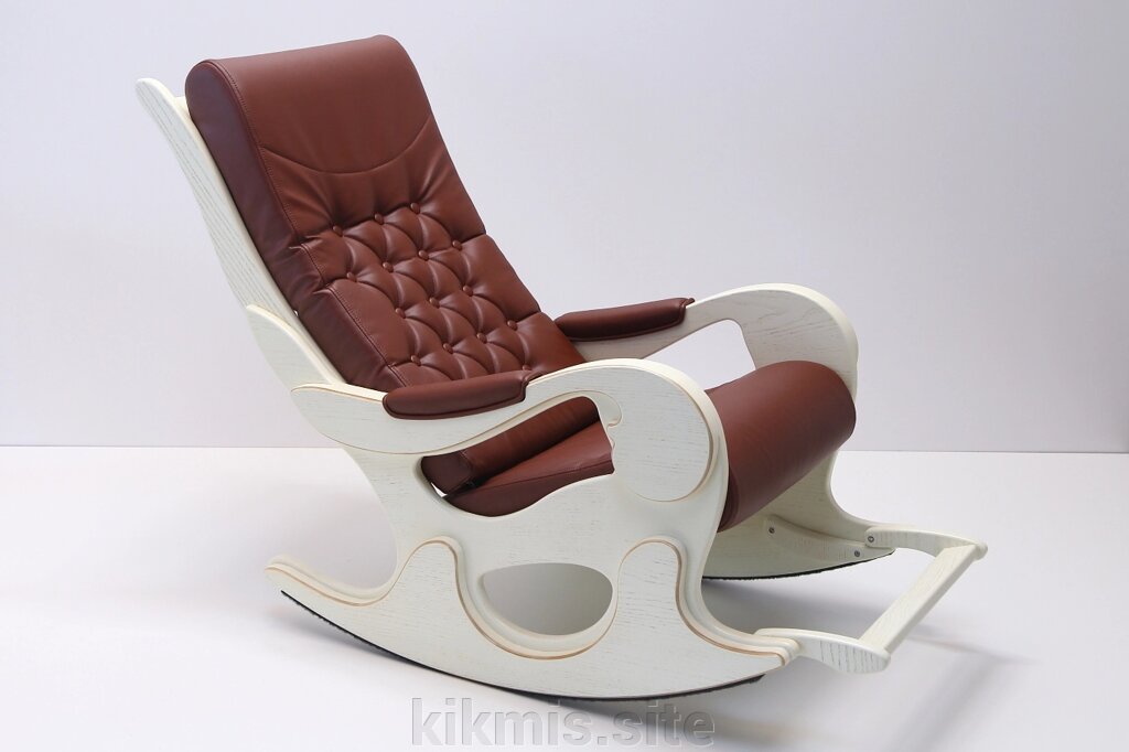 Кресло-качалка WOOD экокожа шоколад/Крем от компании Интернет - магазин Kikmis - фото 1