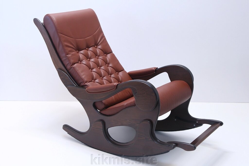 Кресло-качалка WOOD экокожа шоколад/Орех от компании Интернет - магазин Kikmis - фото 1