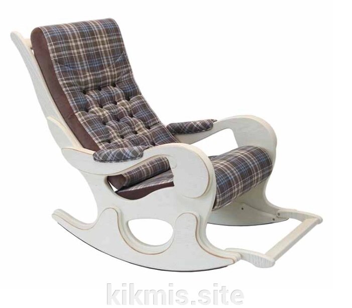 Кресло-качалка WOOD Крем/ткань (Wales blue) от компании Интернет - магазин Kikmis - фото 1