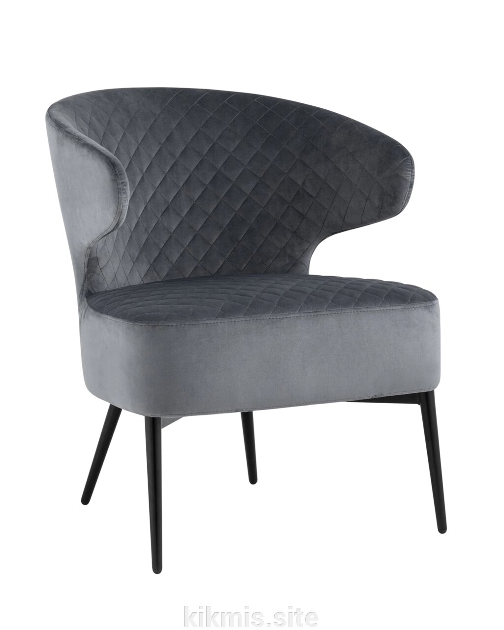 Кресло лаунж Stool Group Royal велюр темно-серый от компании Интернет - магазин Kikmis - фото 1