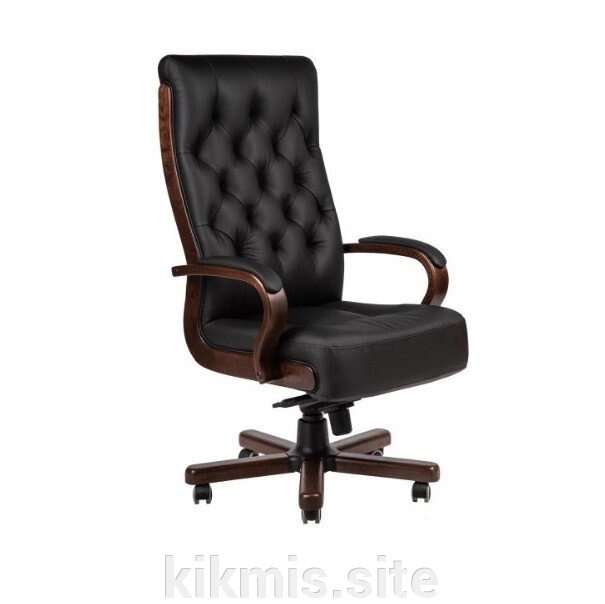 Кресло руководителя Alberto нат кожа черная/дерево/кантри ИМ от компании Интернет - магазин Kikmis - фото 1