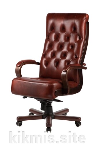 Кресло руководителя Alberto нат кожа коричневая/дерево/кантри ИМ