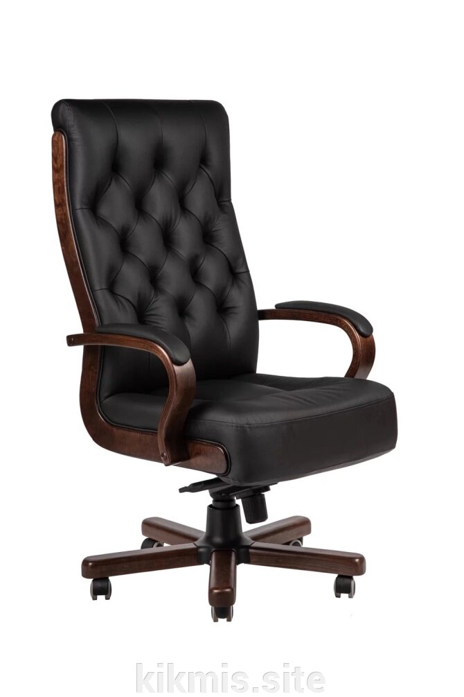 Кресло руководителя Alberto steel нат кожа черная \дерево МБ кантри ИМ от компании Интернет - магазин Kikmis - фото 1