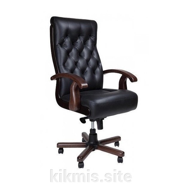 Кресло руководителя Alberto steel нат кожа черная МБ дерево ИМ от компании Интернет - магазин Kikmis - фото 1