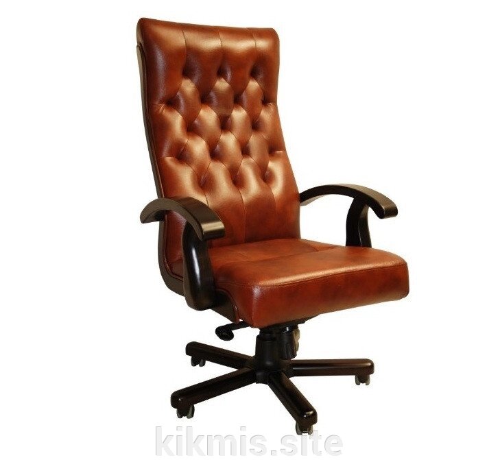 Кресло руководителя Alberto steel нат кожа коричневая МБ дерево ИМ от компании Интернет - магазин Kikmis - фото 1