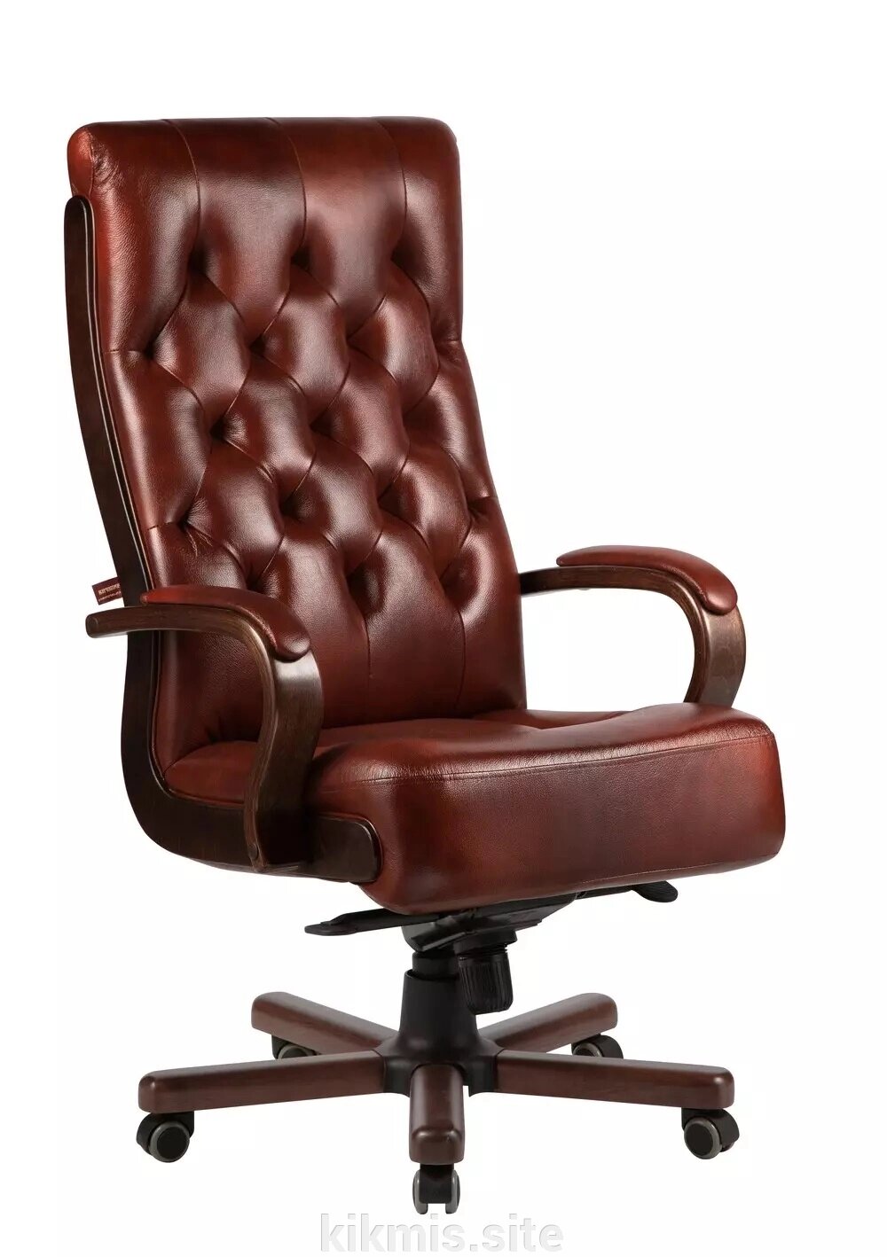 Кресло руководителя Alberto steel нат кожа коричневый\дерево МБ кантри ИМ от компании Интернет - магазин Kikmis - фото 1