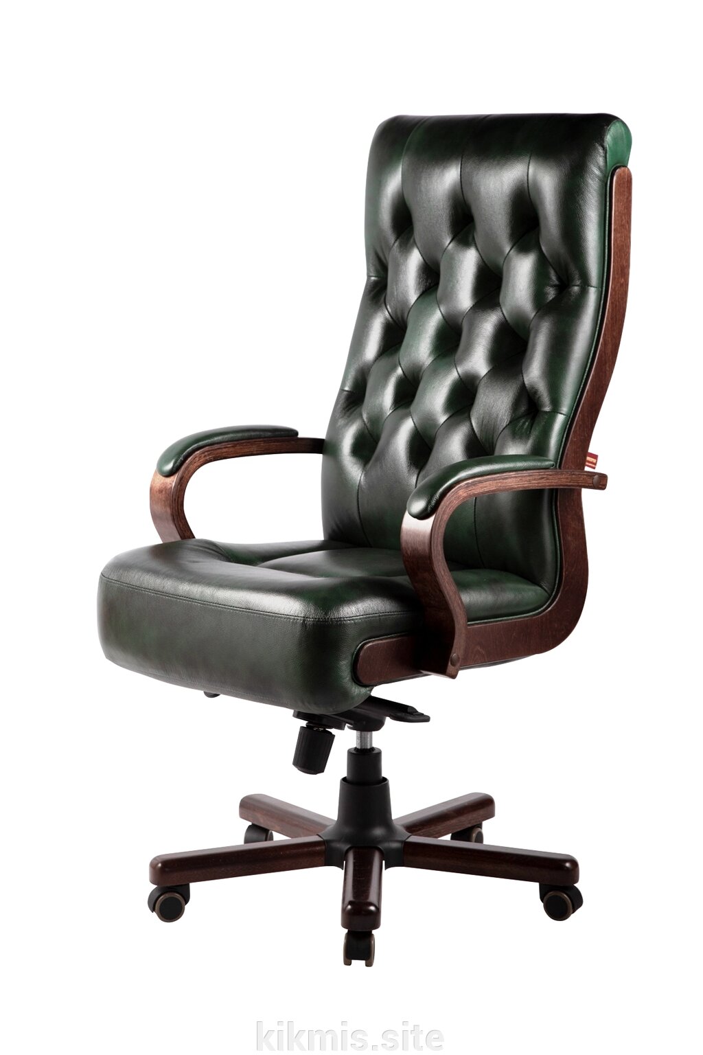 Кресло руководителя Alberto steel нат кожа зелёная/дерево кантри ИМ от компании Интернет - магазин Kikmis - фото 1