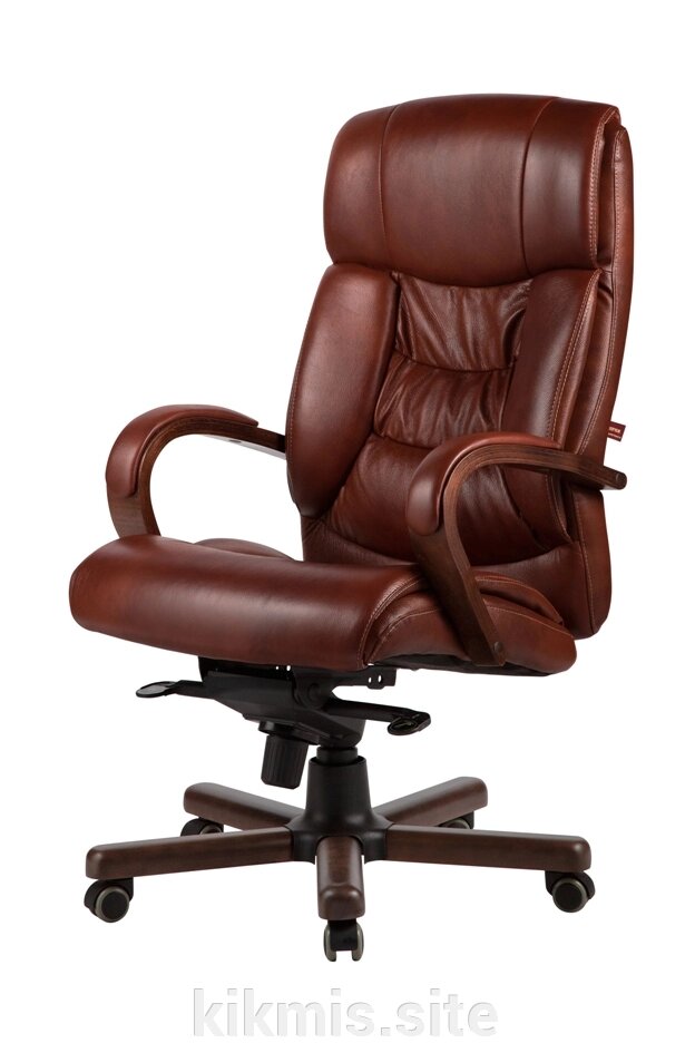 Кресло руководителя Аллегро нат кожа коричневый дерево МБ ИМ от компании Интернет - магазин Kikmis - фото 1