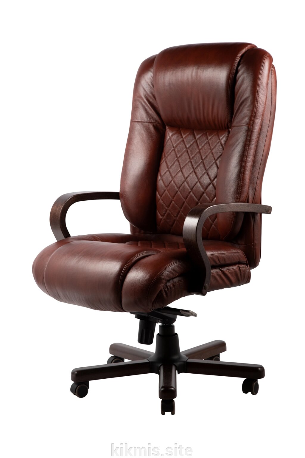 Кресло руководителя Аристократ нат кожа коричневый\дерево МБ кантри ИМ от компании Интернет - магазин Kikmis - фото 1