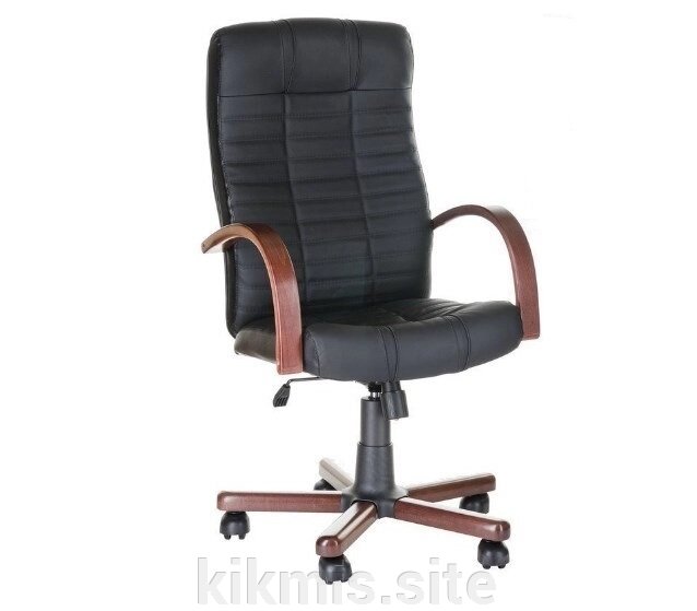 Кресло руководителя Атлант нат кожа черный/дерево ТГ ИМ от компании Интернет - магазин Kikmis - фото 1