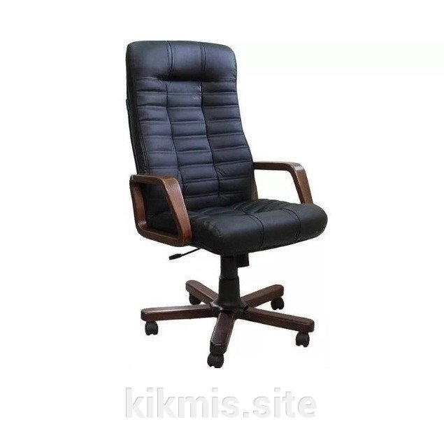 Кресло руководителя Атлант нат кожа черный/дерево ТГ подл ромб ИМ от компании Интернет - магазин Kikmis - фото 1
