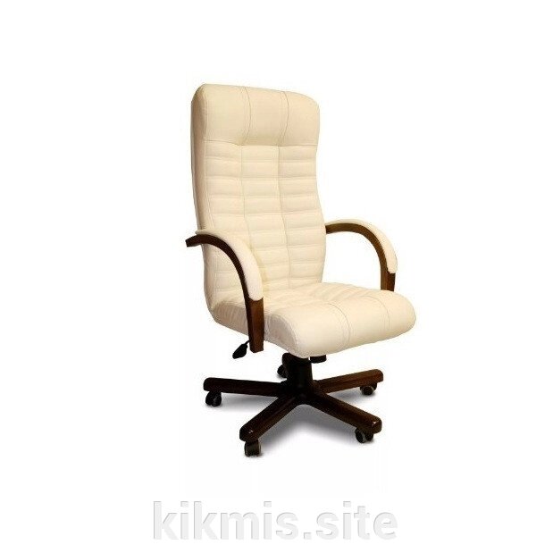 Кресло руководителя Атлант нат кожа крем/дерево, ТГ подл ромб ИМ от компании Интернет - магазин Kikmis - фото 1