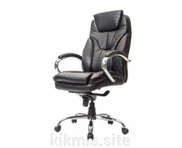 Кресло руководителя Барселона экокожа черная МТГ хром ИМ от компании Интернет - магазин Kikmis - фото 1