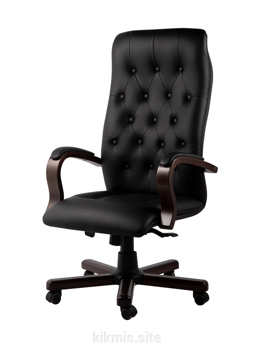 Кресло руководителя Бонд экококожа черная/дерево МТГ ИМ от компании Интернет - магазин Kikmis - фото 1