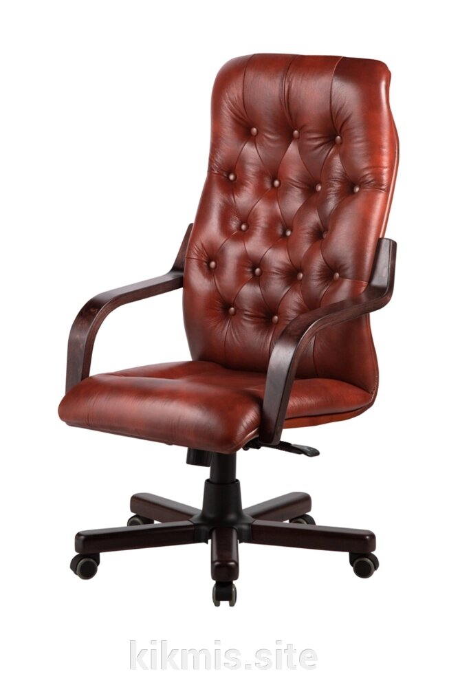 Кресло руководителя Бонд нат кожа корич/дерево МТГ ИМ от компании Интернет - магазин Kikmis - фото 1