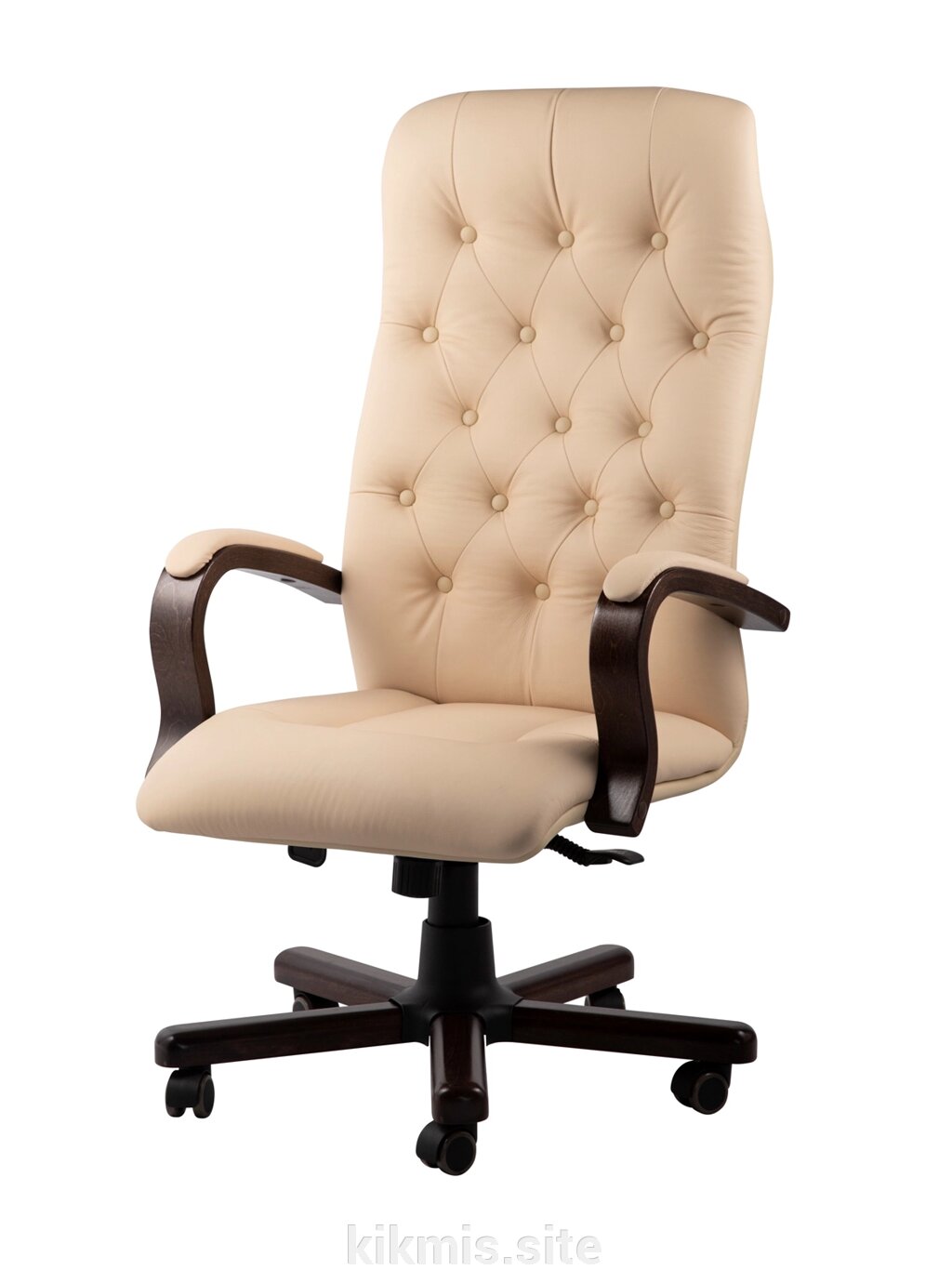Кресло руководителя Бонд нат кожа крем/дерево МТГ кантри ИМ от компании Интернет - магазин Kikmis - фото 1