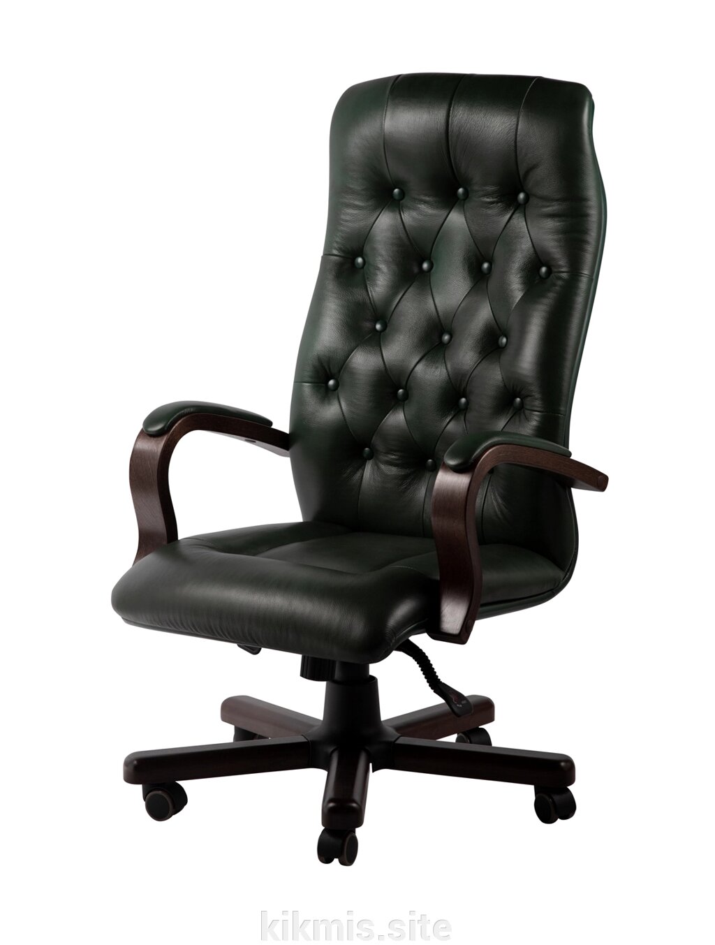 Кресло руководителя Бонд нат кожа зеленая/дерево МТГ ИМ от компании Интернет - магазин Kikmis - фото 1