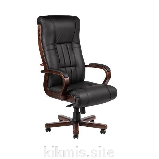 Кресло руководителя Бостон нат кожа черн/дерево (кантри) МБ ИМ от компании Интернет - магазин Kikmis - фото 1