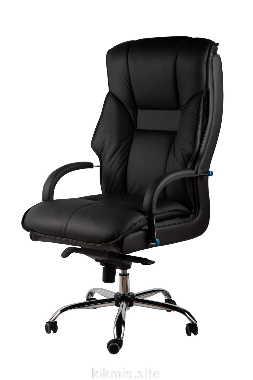 Кресло руководителя Честер нат кожа черная/хром ИМ от компании Интернет - магазин Kikmis - фото 1