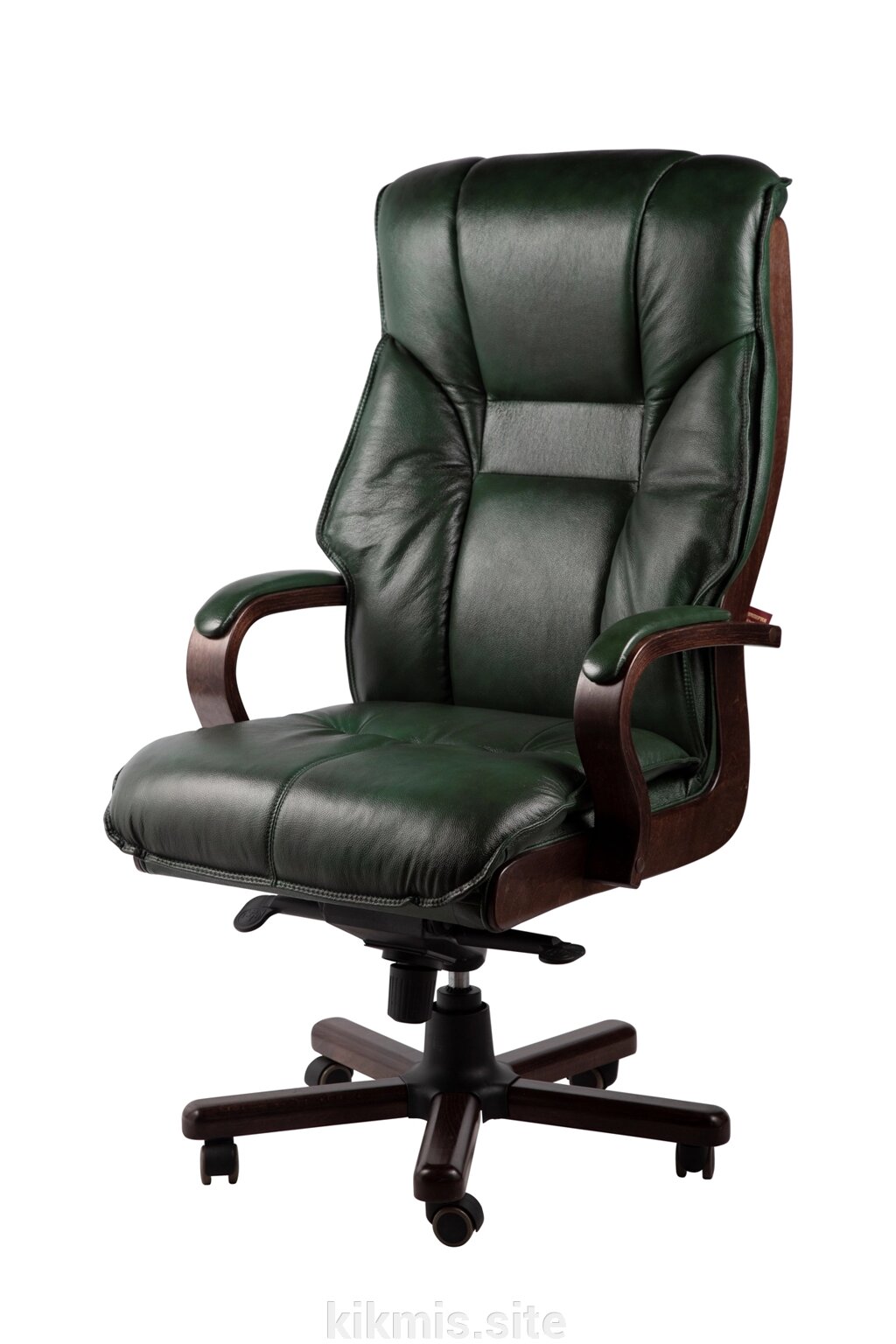 Кресло руководителя Честер нат кожа зеленая/дерево ИМ от компании Интернет - магазин Kikmis - фото 1