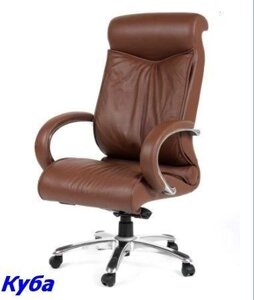 Кресло руководителя Куба эко кожа коричневая, мтг хром (CHAIRMAN 420)