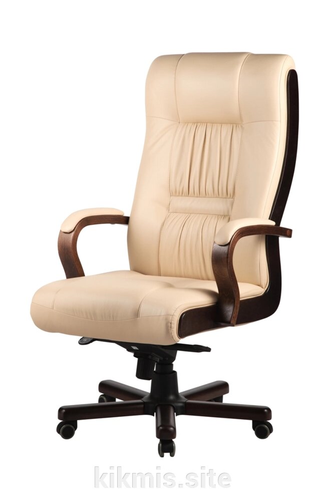 Кресло руководителя Магистр нат кожа белая/дерево МБ от компании Интернет - магазин Kikmis - фото 1