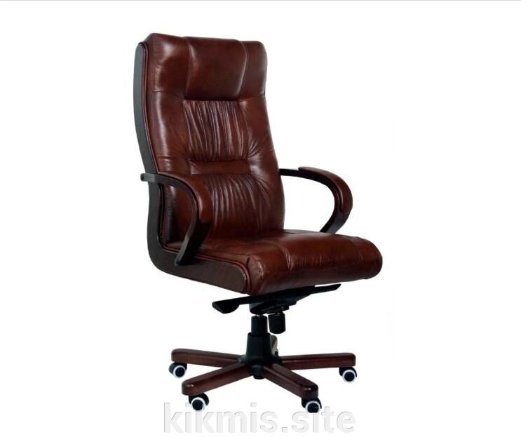 Кресло руководителя Магистр нат кожа коричневый/дерево (кантри) МБ ИМ от компании Интернет - магазин Kikmis - фото 1