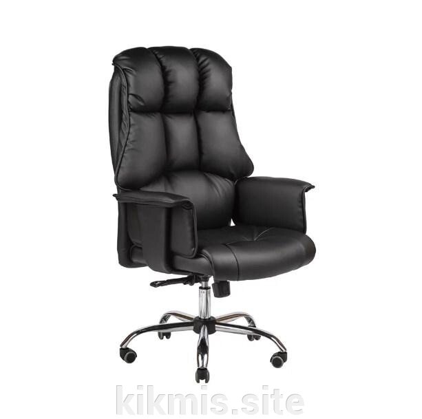 Кресло руководителя Монблан нат кожа черная МТГ хром ИМ от компании Интернет - магазин Kikmis - фото 1