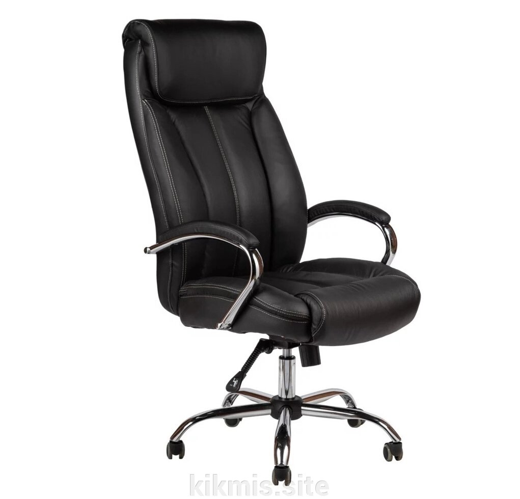Кресло руководителя Прайм нат кожа черная ДТГ хром ИМ от компании Интернет - магазин Kikmis - фото 1