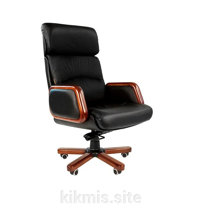 Кресло руководителя  Рио (CH 417) нат кожа чёрный от компании Интернет - магазин Kikmis - фото 1