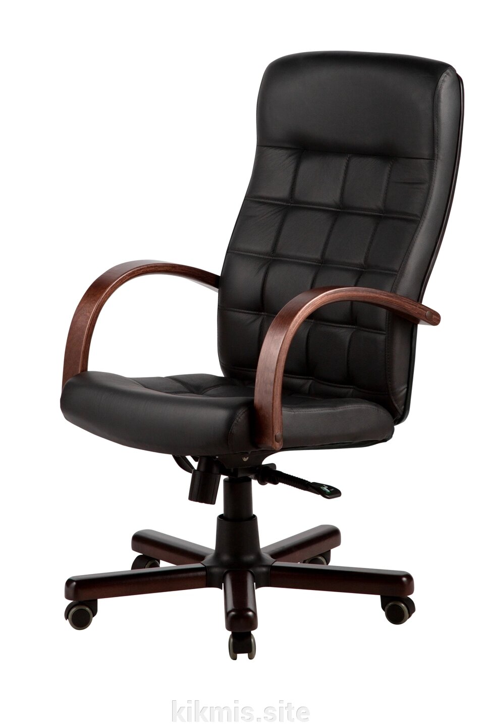 Кресло руководителя Стиль нат кожа черный/дерево, ДТГ подл лагуна ИМ от компании Интернет - магазин Kikmis - фото 1
