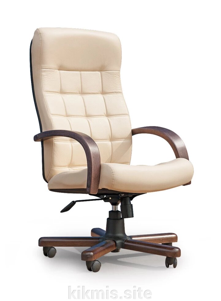 Кресло руководителя Стиль нат кожа крем/дерево, МТГ подл лагуна ИМ от компании Интернет - магазин Kikmis - фото 1