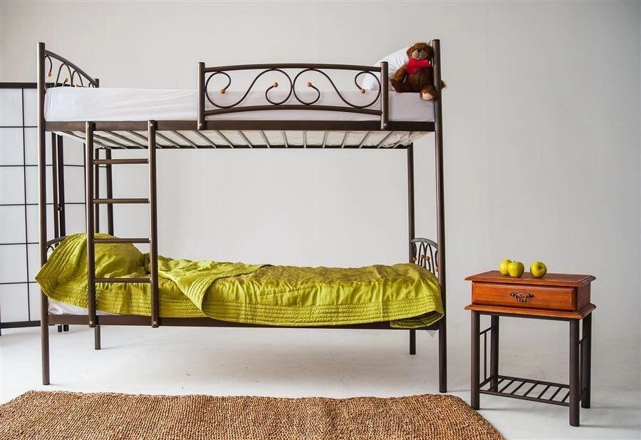 Кровать двухъярусная металлическая Валерия-DD (90х200) (Коричневый бархат) RB от компании Интернет - магазин Kikmis - фото 1