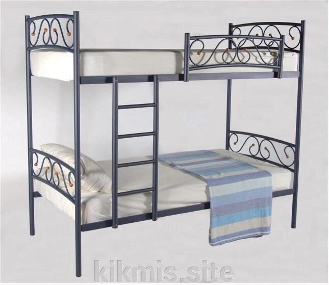 Кровать двухъярусная металлическая Валерия-DD (90х200) (Синий бархат) RB от компании Интернет - магазин Kikmis - фото 1