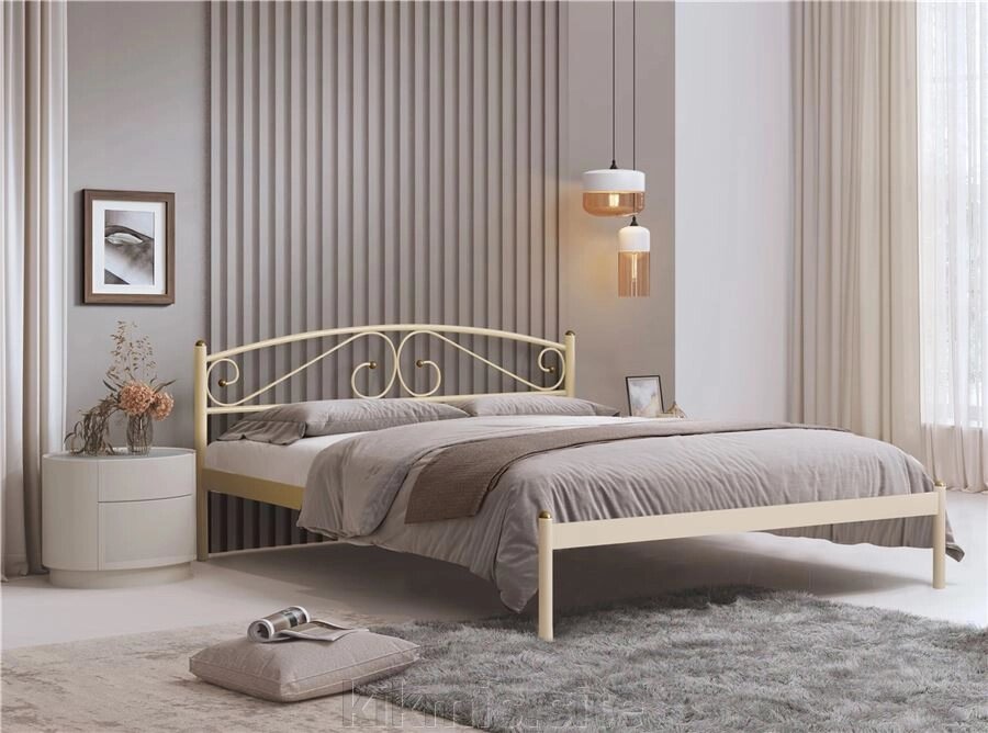 Кровать двуспальная Флоренция (160х200/металлическое основание /Бежевый) от компании Интернет - магазин Kikmis - фото 1