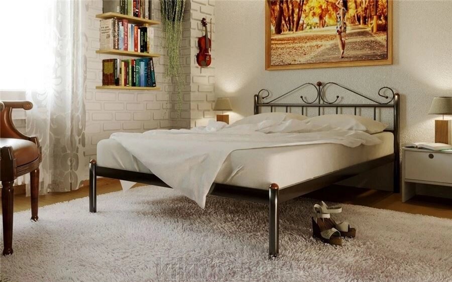 Кровать двуспальная "Розана" (160х200/металлическое основание) Черный от компании Интернет - магазин Kikmis - фото 1