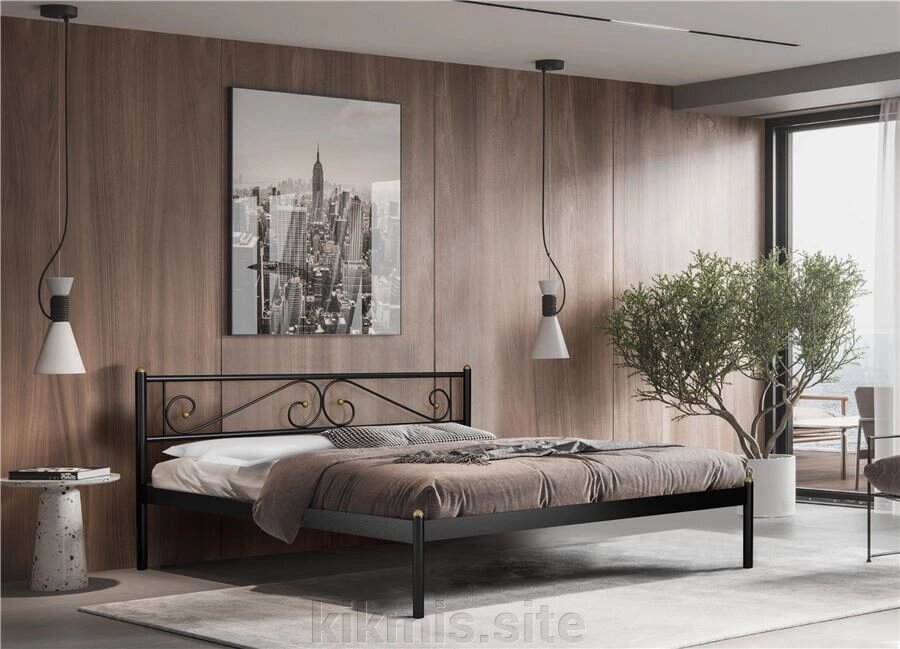 Кровать двуспальная ШАРМ (160х200/Черный/металлическое основание) от компании Интернет - магазин Kikmis - фото 1