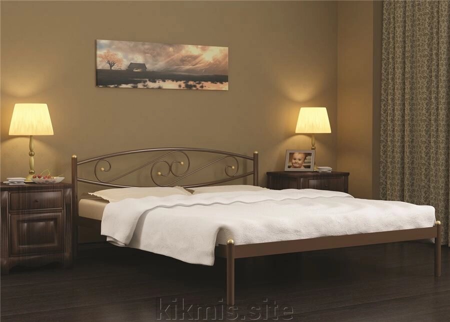 Кровать двуспальная Волна (140х200/металлическое основание) Коричневый бархат от компании Интернет - магазин Kikmis - фото 1