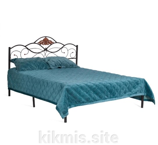 Кровать Federica дерево гевея/металл, 160*200 см (Queen bed), красный дуб/черный от компании Интернет - магазин Kikmis - фото 1