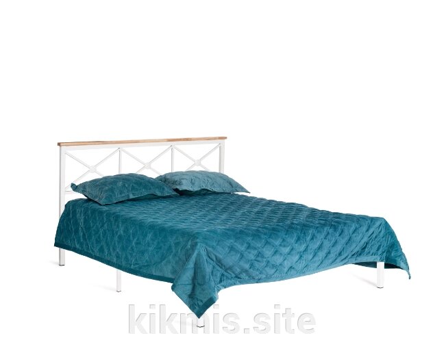 Кровать Iris дерево гевея/металл, 160*200 см (Queen bed), Белый от компании Интернет - магазин Kikmis - фото 1