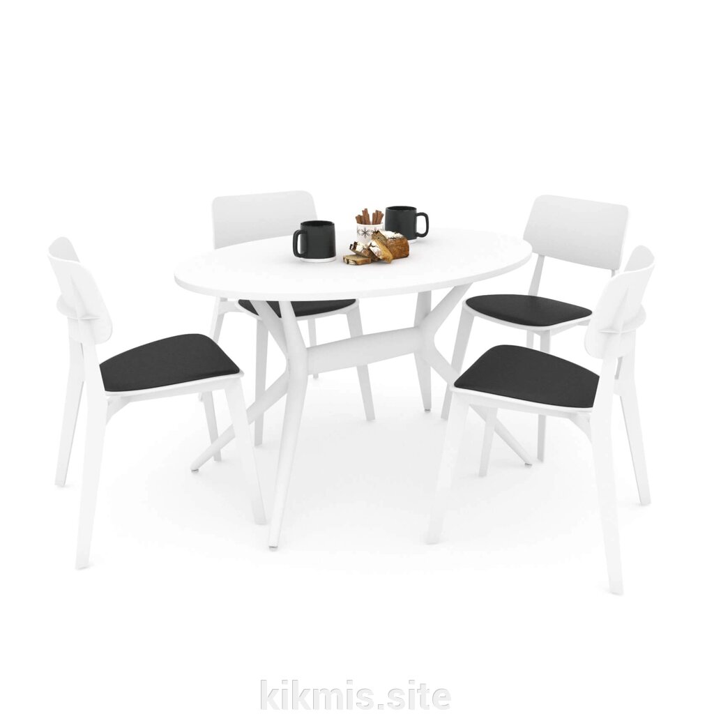 Обеденная группа SHT-DS124 белый/черный/белый шагрень/белый от компании Интернет - магазин Kikmis - фото 1