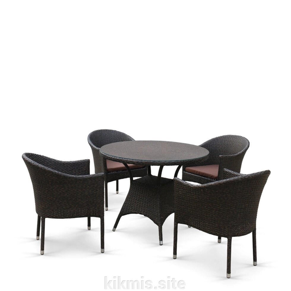 Обеденный комплект плетеной мебели T190A/Y350A-W53 Brown (4+1) от компании Интернет - магазин Kikmis - фото 1