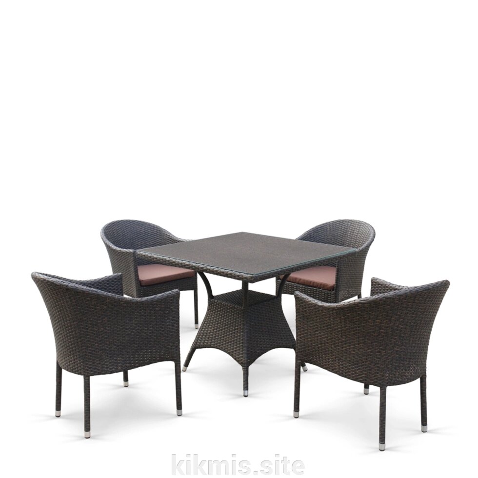 Обеденный комплект плетеной мебели T190B/Y350A-W53 Brown (4+1) от компании Интернет - магазин Kikmis - фото 1