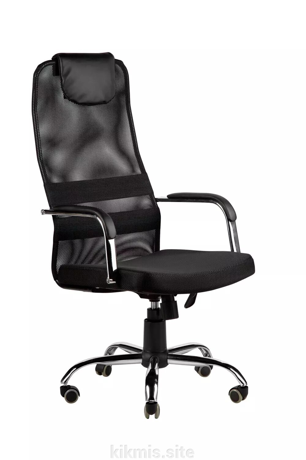 Офисное кресло «Лукас» эко черн\сетка черн ТГ хром от компании Интернет - магазин Kikmis - фото 1